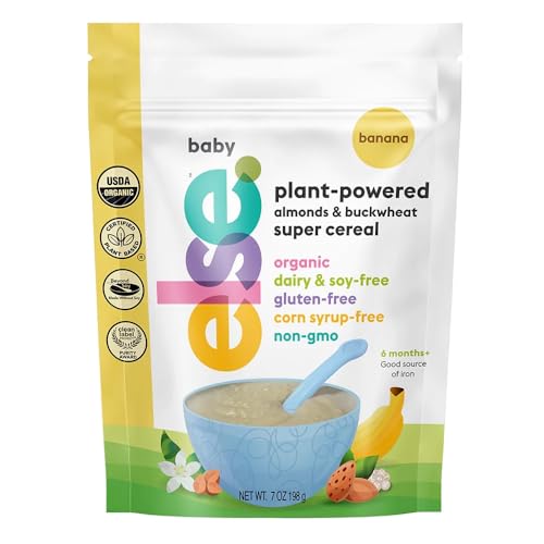 Else Nutrition Baby Cereal Stage 1 for 6 months+, Plant Protein, Organic, Whole foods, Vitamins and Minerals (Banana 6 Pack)