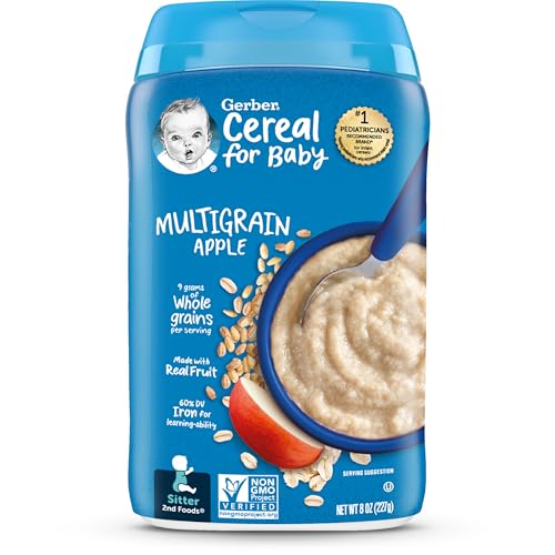 Gerber Stage 2 Baby Food, Multigrain Apple Cereal, Whole Grains, Baby Cereal, 6PK