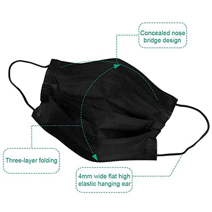 NNPCBT 500PCS 3 ply black disposable masks filter mask