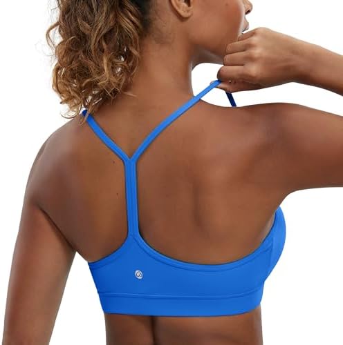 CRZ YOGA Butterluxe Womens Y Back Sports Bra - Padded Racerback Low Impact Spaghetti Thin Strap Workout Yoga Top