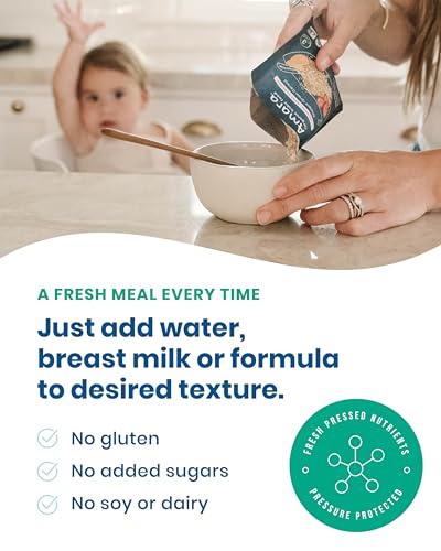 Amara Organic Baby Food - Stage 2 - Tropical Mango - Baby Cereal to Mix With Breastmilk, Water or Baby Formula - Shelf Stable Baby Food Pouches Made from Organic Fruit - 14 Pouches, 3.5oz Per Serving