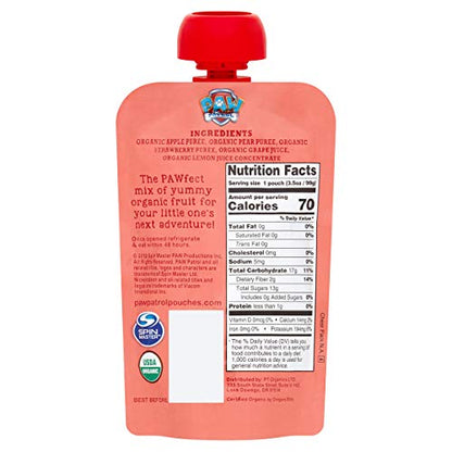 Paw Patrol Super Strawberry Organic Mixed Fruit Squeeze Pouch, 3.5 Ounce (Pack of 10)