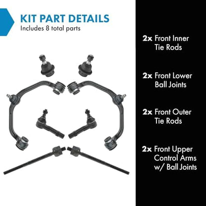 TRQ Front Steering & Suspension Kit Ball Joint Control Arm with Ball Joint Tie Rod Compatible with 1998-2011 Ford Ranger 2001-2009 Mazda B2300 1999-2001 B2500 1998-2007 B3000 1998-2000 B4000
