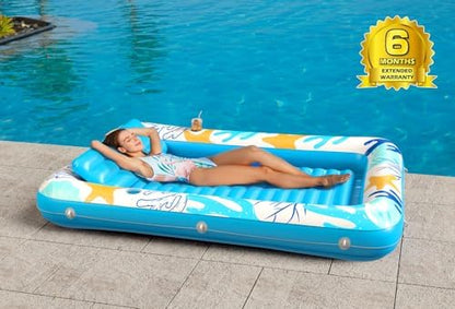 Inflatable Tanning Pool Lounger Float - Jasonwell 4 in 1 Sun Tan Tub Sunbathing Pool Lounge Raft Floatie Toys Water Filled Tanning Bed Mat Pad for Adult Blow Up Kiddie Pool Kids Ball Pit Pool