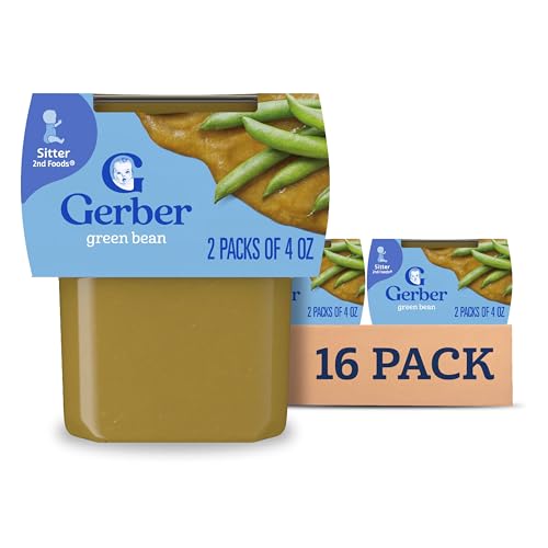 Gerber 2nd Food Baby Food Green Bean Puree, Natural & Non-GMO, 8 Ounce, 2 Count (Pack of 8)