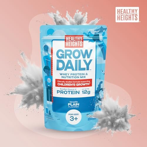 Healthy Heights Grow Daily Kids Protein Drink Mix (Plain) - High Protein Shake for Kids 3+