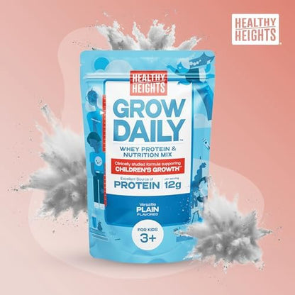 Healthy Heights Grow Daily Kids Protein Drink Mix (Plain) - High Protein Shake for Kids 3+