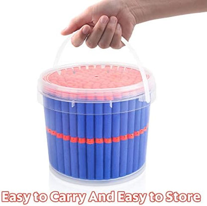 Refill Darts Bullets Compatible with Nerf Guns N-Strike Elite Series, 300PCS Refill Darts Premium Foam Bullets Pack with Portable Storage Bucket
