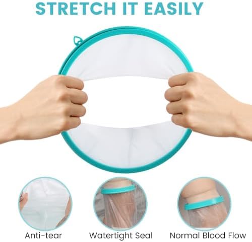 Cast Covers for Shower Leg, Waterproof Cast Cover for Showering/Swimming, Cast Protector for Shower Leg Adult, Water Proof Shower Boots for Foot after Surgery, Knee, Ankle, Boot (Diameter-7.9")