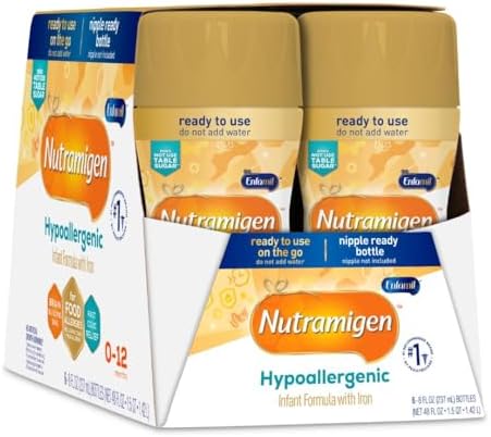 Enfamil Nutramigen Hypoallergenic Baby Formula with Iron, Lactose Free, Colic Relief from Cow's Milk Allergy Starts in 24 Hours, Brain Building DHA, Concentrated Liquid, 8 Fl Oz, 24 Bottles