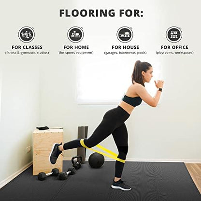 bemaxx Gym Mats Set - 18 pcs EVA Interlocking Foam Floor Tiles (12.6"x12.6"x0.4") 18sqft Protective Gym Flooring Sports Home Workout Exercise Mats Puzzle Garage Fitness Play-Room Garage Pool Treadmill