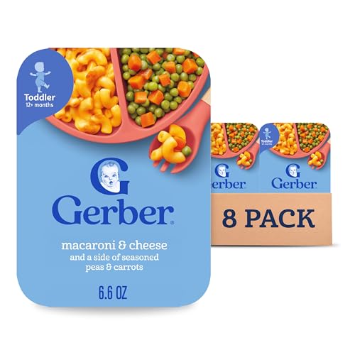 Gerber Mealtime for Toddler Macaroni & Cheese with Side of Seasoned Peas & Carrots, 6.6 Ounce (Pack of 8)