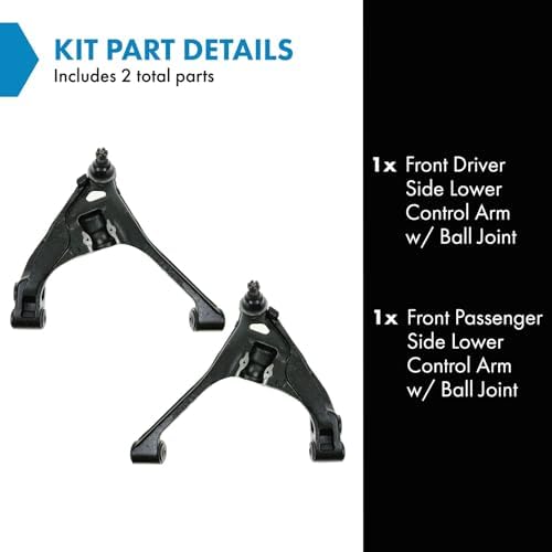 TRQ Front Lower Control Arm with Ball Joint Set Compatible with 2000-2004 Dodge Dakota 2000-2003 Durango