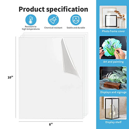 Art3d 10-Pack of 8×10" PET/Plexiglass Sheets, Transparent Clear Flexible Plastic Sheet Panels for Craft, Picture Frames, Sign Blank, DIY Display Project