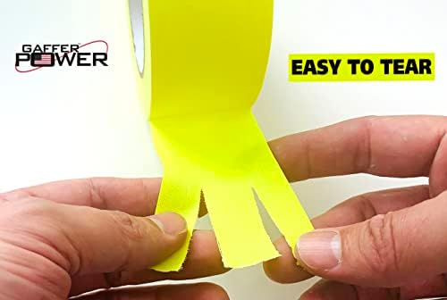 Gaffer Power Real Professional Grade Gaffer Tape, Made in The USA, Yellow Fluorescent 2 Inches by 30 Yards, UV Blacklight Reactive Fluorescent Heavy, Non-Reflective, Better Than Neon Yellow Duct Tape