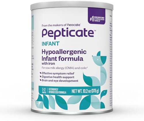 Pepticate Baby Formula, Hypoallergenic Powdered Infant Formula for Cow Milk Allergy, with Omega 3 DHA, ARA, Iron & Prebiotics, 13.2oz