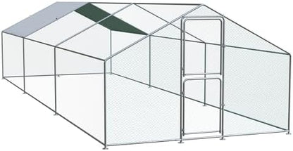 Large Chicken Coop, Chicken Coops for 30 Chickens, Chicken Runs for Yard with Water Poof & UV Resistance Cover, Spire Roof Chicken Coop Run with Double Lockable Doors for Outdoor Backyard