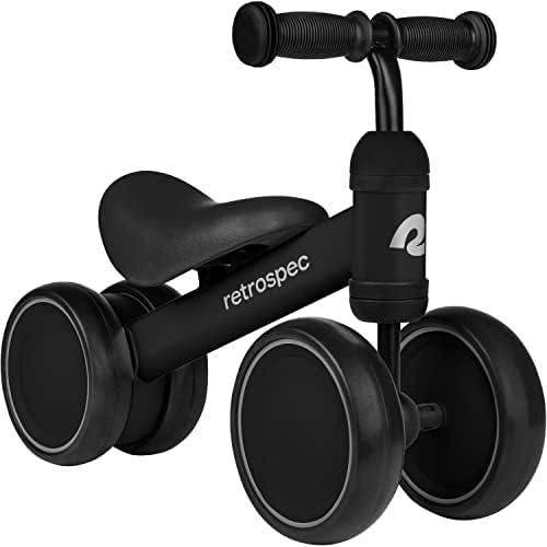 Retrospec Cricket Baby Walker Balance Bike with 4 Wheels for Ages 12-24 Months - Baby Toys & Toddler Toys for 1 Year Olds - Ride On Bicycle - Boys & Girls