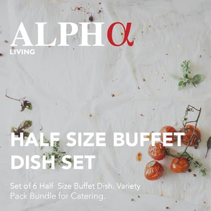 6 Pack - Disposable Chafing Dish Buffet Set, Welded Body Food Warmers for Parties, Fuel Cans Complete Set, Half Size Pans, Warming Trays