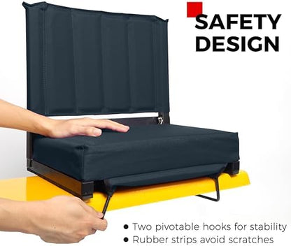 SPORT BEATS Stadium Seats with Back Support Bleacher Chairs with Back and Cushion Thick Padded Bleacher Seats Includes Shoulder Strap