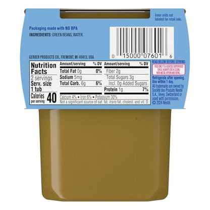 Gerber 2nd Food Baby Food Green Bean Puree, Natural & Non-GMO, 8 Ounce, 2 Count (Pack of 8)