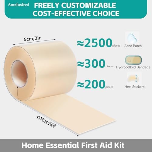 Upadated Hydrocolloid Bandages,2in*5ft Hydrocolloid Roll for Wound Care,Medical-Grade Hydrocolloid Patch Bandages with Self-Adhesive, Flexible & Waterproof DIY Size & Shape (2in*16ft)