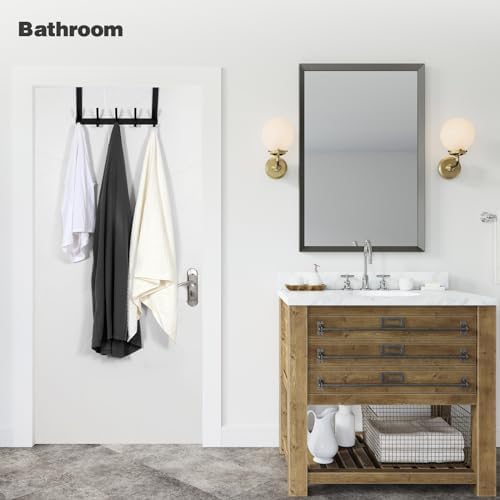 Over The Door Hooks, Door Hanger Hooks for Hanging, Over The Doors Towel Racks for Bathroom with 10 Coat Hook, Coat Rack Bathroom Accessories（2 Pack, Black）