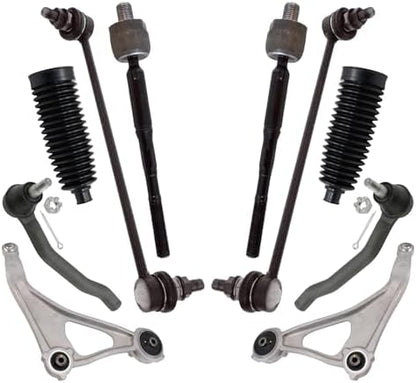 TRQ Front Steering & Suspension Kit Control Arm with Ball Joint Steering Rack & Pinion Bellow Sway Bar Stabilizer Link Tie Rod Compatible with 2015-2018 Nissan Altima 2016-2023 Maxima