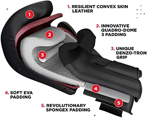RDX Boxing Gloves, Pro Training Sparring, Maya Hide Leather, Muay Thai MMA Kickboxing, Men Women Adult, Heavy Punching Bag Focus Mitts Pads Workout, Ventilated Palm, Multi Layered, 8 10 12 14 16 18 Oz