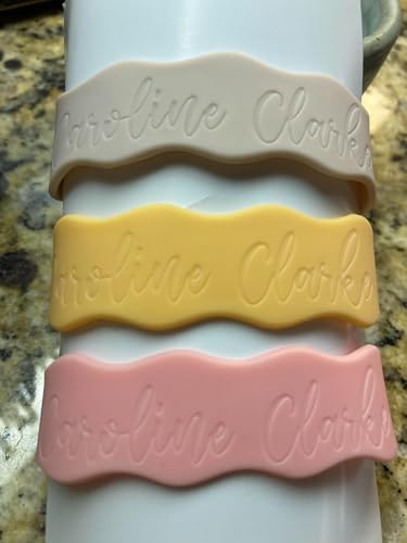 3 Piece Personalized Baby Bottle Labels for Daycare School Summer Camp Customized Children's Water Bottle Name Bands Custom Engraved Reusable Silicone Cup Bands Labels