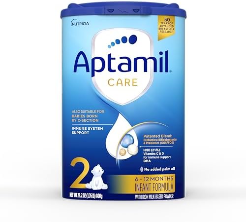 Aptamil Care Stage 2, Milk Based Powder Infant Formula for 6+ Months, Also for C-section born babies, with DHA & ARA, Omega 3 & 6, Prebiotics, Contains No Palm Oil, 28.2 Ounces, Packaging May Vary