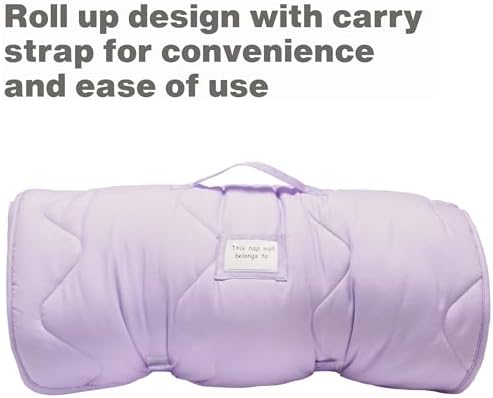 EVERYDAY KIDS Toddler Nap Mat with Removable Pillow - Born to Dance African American Ballerina - Carry Handle with Straps Closure, Rollup Design for Preschool, Daycare, Sleeping Bag - Ages 2-6 Years