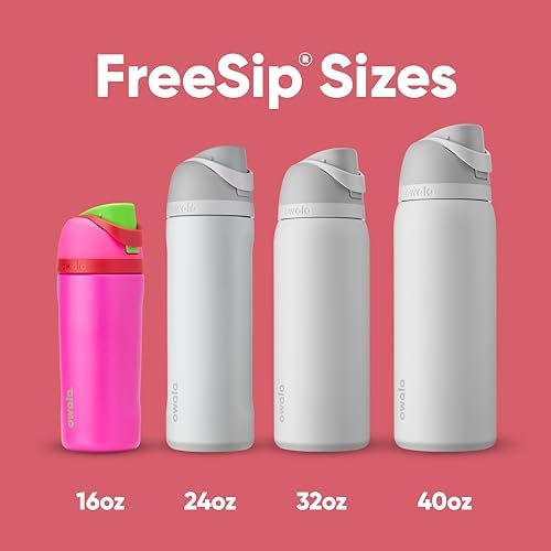 Owala Kids FreeSip Insulated Stainless Steel Water Bottle with Straw for Sports, Travel, and School, BPA-Free Sports Water Bottle, 16 oz, All The Berries