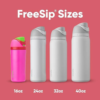 Owala Kids FreeSip Insulated Stainless Steel Water Bottle with Straw for Sports, Travel, and School, BPA-Free Sports Water Bottle, 16 oz, All The Berries