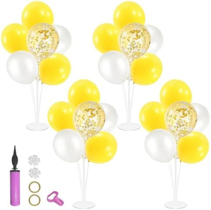 Yellow and White Balloon Stand Centerpiece Table Decorations for Bee Sunflower Daisy Birthday Bridal Shower Engagement Wedding Party Decorations(Yellow white set4)