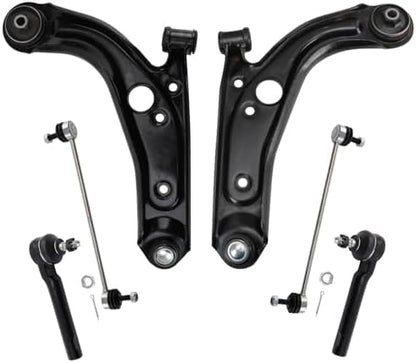 TRQ Front Steering & Suspension Kit Control Arm with Ball Joint Sway Bar Stabilizer Link Tie Rod Compatible with 2012-2017 Fiat 500