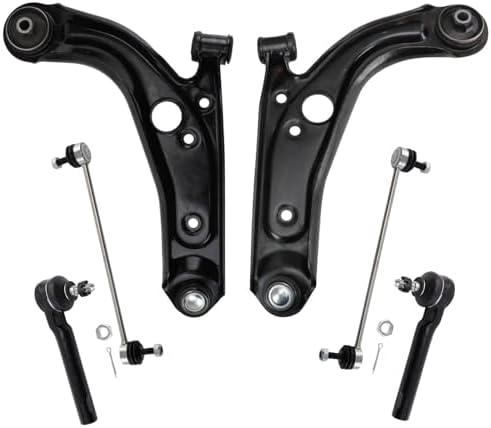 TRQ Front Steering & Suspension Kit Control Arm with Ball Joint Sway Bar Stabilizer Link Tie Rod Compatible with 2012-2017 Fiat 500