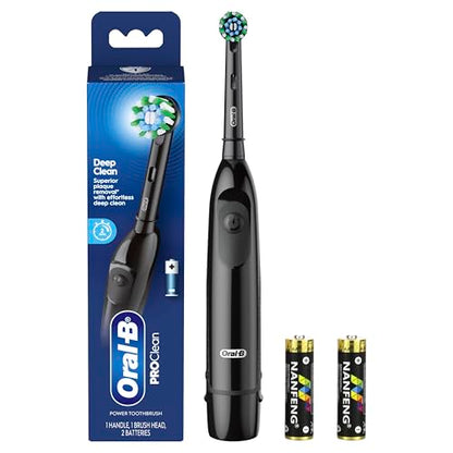 Oral-B Pro 100 CrossAction, Battery Powered Toothbrush, Black, 1 Count (Pack of 1)