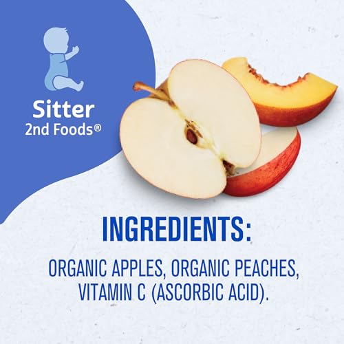 Gerber Stage 2 Baby Food, Organic Apple Peach Puree Pouch, 2 Servings of Fruit, No Added Sweetener, No Artificial Colors or Flavors, 12-Pack