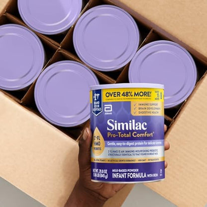 Similac Pro-Total Comfort Infant Formula With Iron, Gentle, Easy-to-Digest Formula, Has 2'-FL HMO for Immune Support, Non-GMO, Baby Formula Powder, 29.8-oz Value Can, Pack of 6