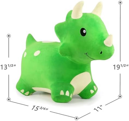iPlay, iLearn Bouncy Pals Dinosaur Hopper Toy 2 Year Old Boy, Toddler Plush Bounce Animals, Ride on Bouncing Triceratops for Kids, Outdoor Hopping Horse Bouncer, Cool Birthday Gifts 3 4 5 6 Yr Girls
