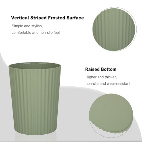 JiatuA Small Trash Can Plastic Wastebasket Round Garbage Container Bin for Bathroom, Kitchen, Bedroom, Home Office, College Dorm, Green