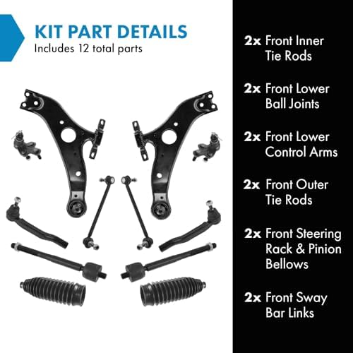 TRQ Control Arm Ball Joint Inner Outer Tie Rod Sway Bar Link Rack Boot for Sienna