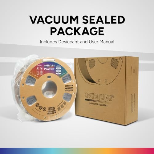 OVERTURE PLA Filament 1.75mm, Neatly Wound 3D Printer Filament 1kg Spool (2.2lbs), Dimensional Accuracy +/- 0.02 mm, Fit Most FDM 3D Printers (Light Gray)