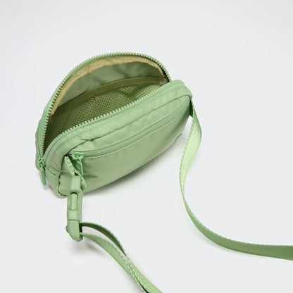 Pander Two Way Zipper Fanny Pack Nylon Everywhere Belt Bag for Women, Water Repellent Waist Packs, Crossbody Bags with Adjustable Strap. (Green Asparagus)