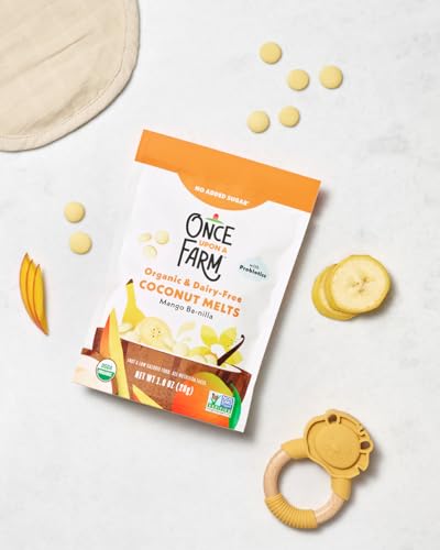Once Upon A Farm Mango Ba-nilla Coconut Melts with Probiotics, Organic, Dairy Free, 1 Ounces (Pack Of 8)