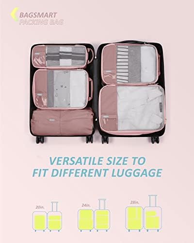 BAGSMART 6 Set Compression Packing Cubes - Lightweight Travel Essentials, Durable Luggage Organizer