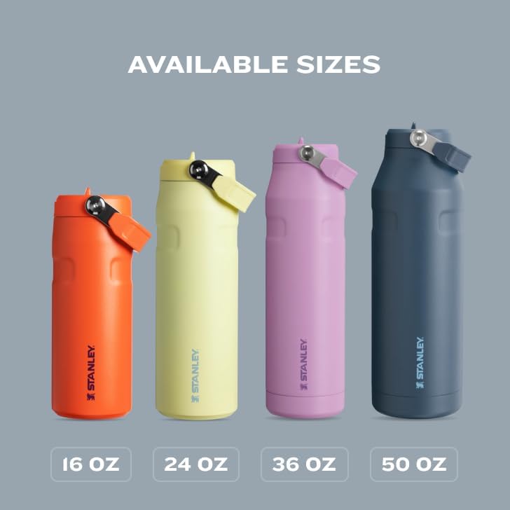Stanley IceFlow Flip Straw 2.0 Water Bottle 16 OZ | Built-In Straw with Larger Opening | Lightweight & Leak-Resistant | Insulated Stainless Steel | BPA-Free | Azure
