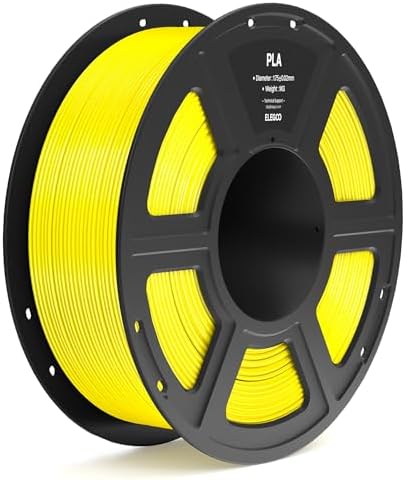 ELEGOO PLA Filament 1.75mm Yellow 1KG, 3D Printer Filament Dimensional Accuracy +/- 0.02mm, 1kg Spool(2.2lbs) Fit Most FDM 3D Printers
