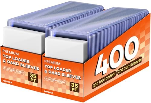 400 Card Sleeves Top Loaders for Cards, 3" x 4" Hard Plastic Toploaders, Baseball Card Protectors, Trading Card Holder for Football Sports Cards (200 Toploaders + 200 Penny Sleeves)